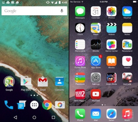 اندروید 5.0 در برابر iOS 8؛ شباهتها