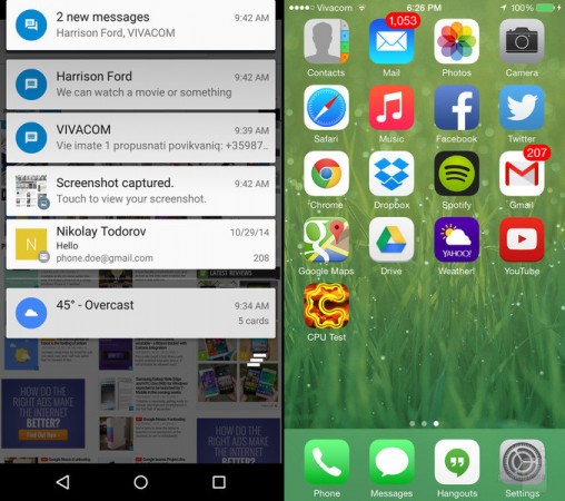 اندروید 5.0 در برابر iOS 8؛ شباهتها