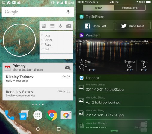 اندروید 5.0 در برابر iOS 8؛ شباهتها